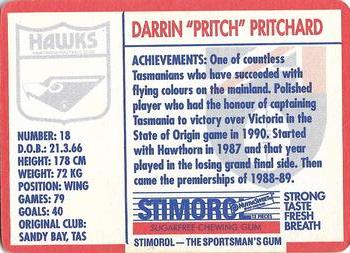 1991 Scanlens Stimorol #53 Darrin Pritchard Back